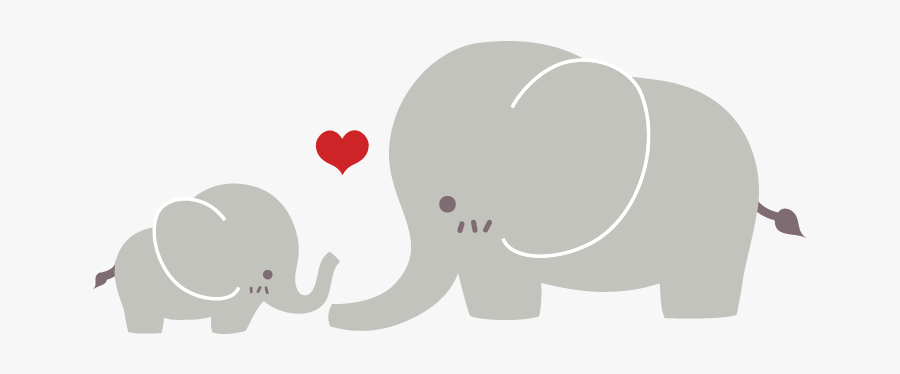 Elephant Clipart Family - Mother And Baby Elephant Outline, Transparent Clipart