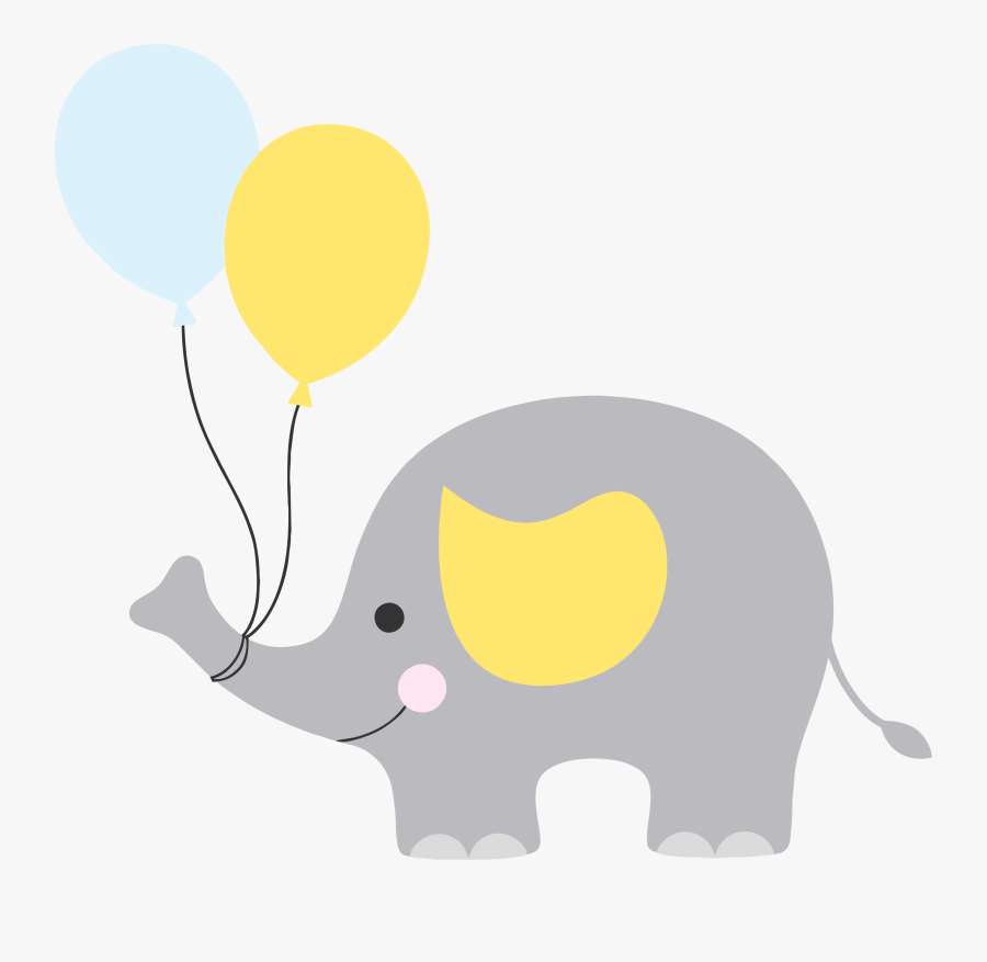 Clipart Balloons Baby Elephant - Elefante Cinza Com Amarelo, Transparent Clipart