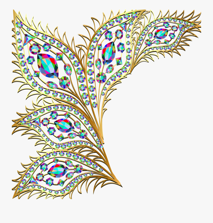 Transparent Jewelry Clipart - Gold Peacock Feathers Transparent, Transparent Clipart