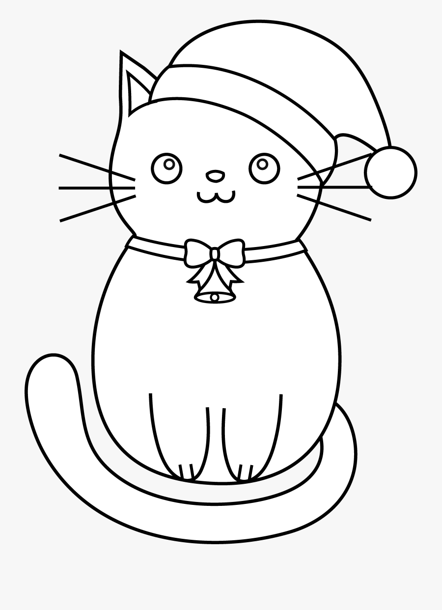 Cat Drawing Black And White At Getdrawings - Christmas Cat, Transparent Clipart