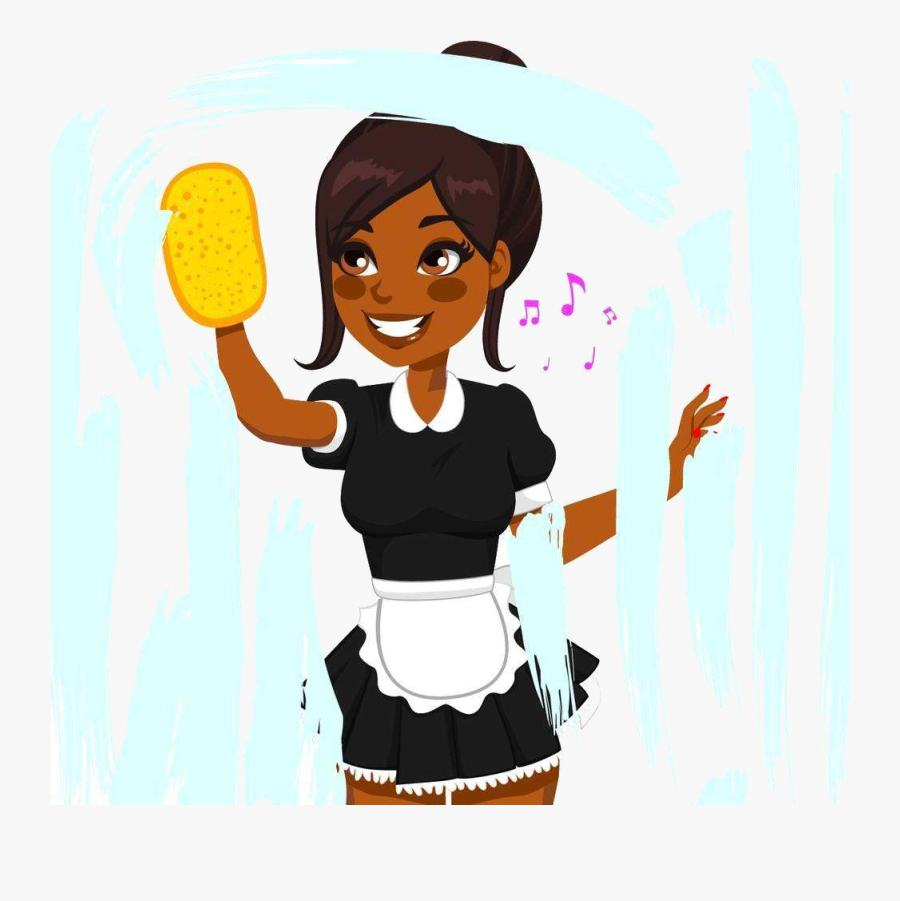 Clean Clipart Maid Cleaning - Black Girl Cleaning Clipart, Transparent Clipart