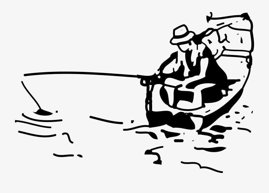 Fishing Boat - Fishing Clipart Black And White, Transparent Clipart