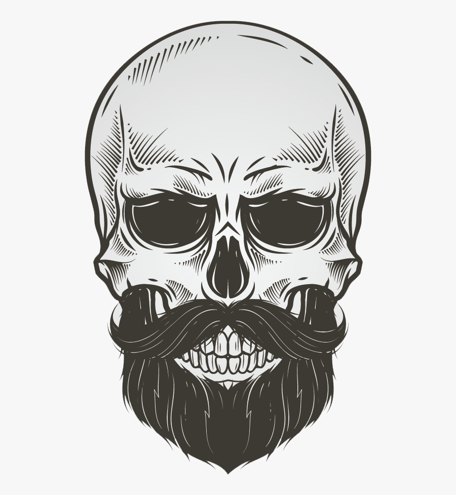 Bearded Skull Illustration Vector Drawing Beard Clipart - Skull With A Beard, Transparent Clipart