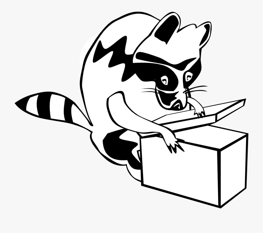 Raccoon Opening Box - Open The Box Clipart Black And White, Transparent Clipart