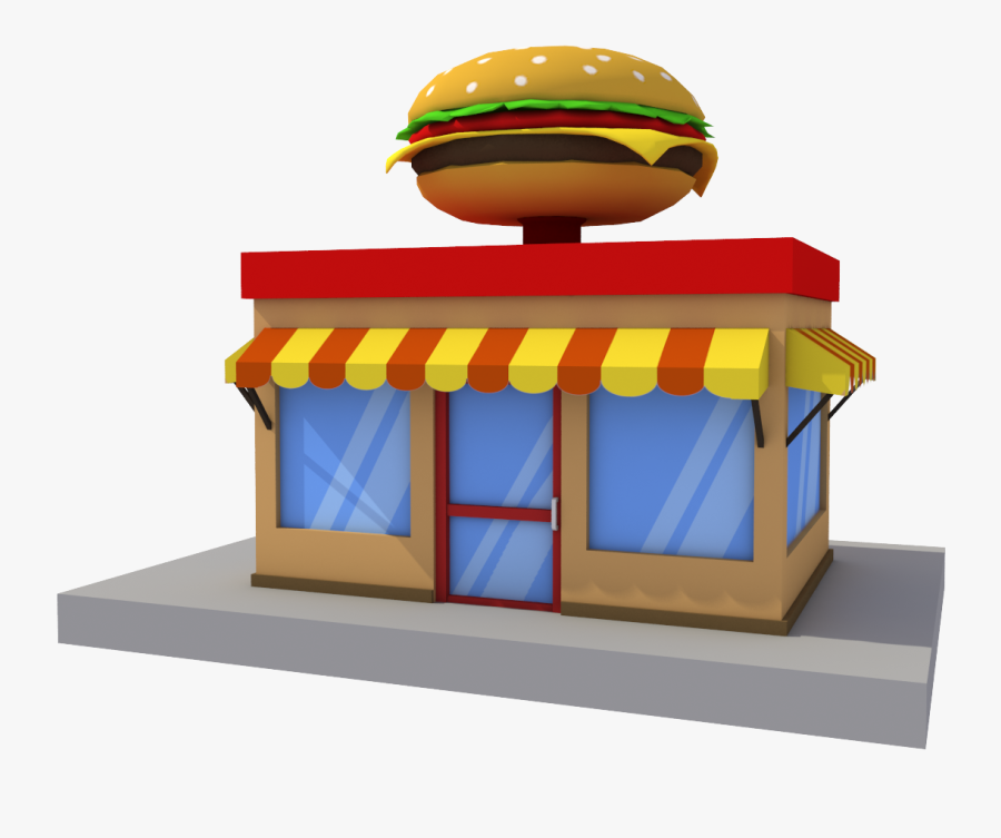 Buildings Clipart Burger - Low Poly Burger Shop, Transparent Clipart