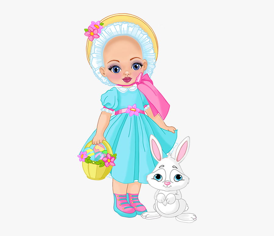 Easter Girl Cartoon, Transparent Clipart