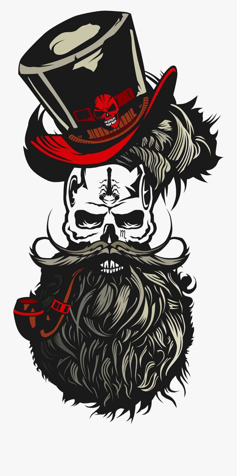 Transparent Indian Headdress Png - Pirate Skull Beard Hd, Transparent Clipart