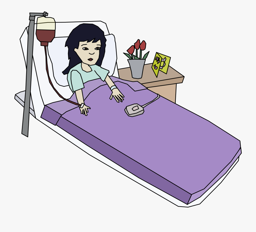 Svg Library Download Sick In Hospital Clipart - Patient In Hospital Bed Cartoon, Transparent Clipart