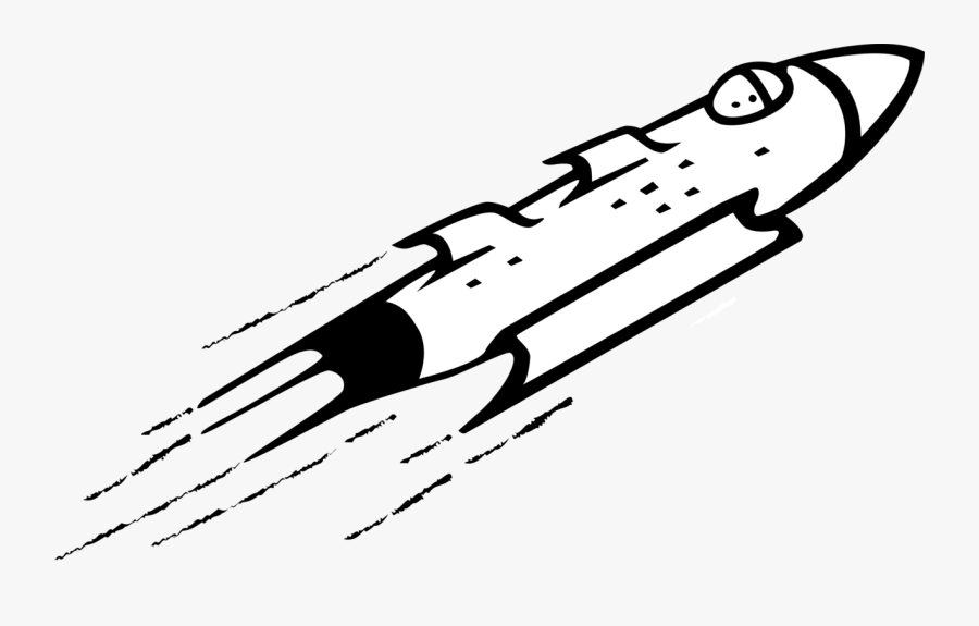 Line Art,music,angle - Rocket Black And White, Transparent Clipart
