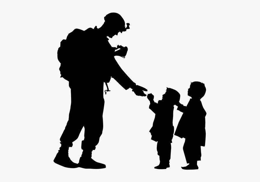 Soldier Clipart Running - Soldier And Child Silhouette , Free ...