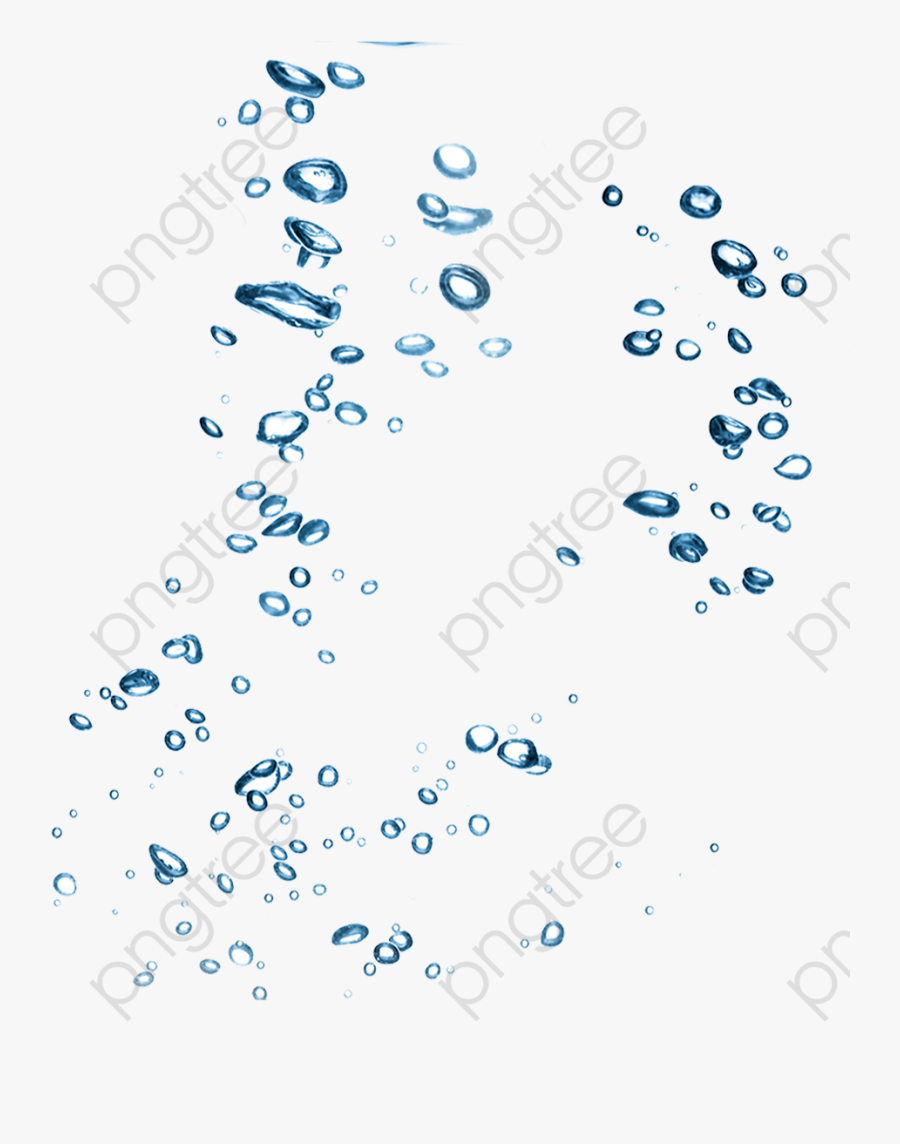 Blue Water Droplets Effect Elements - Blue Water Bubbles Png, Transparent Clipart