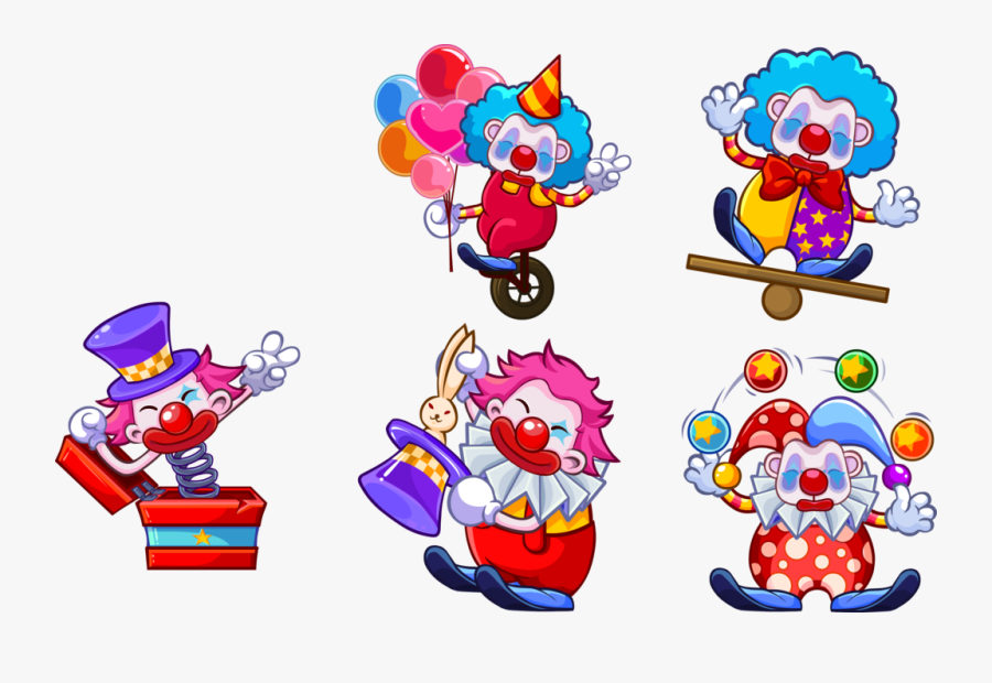 Different Illustration Joker Postures Five Clown Cartoon - 小丑 卡通 Png, Transparent Clipart