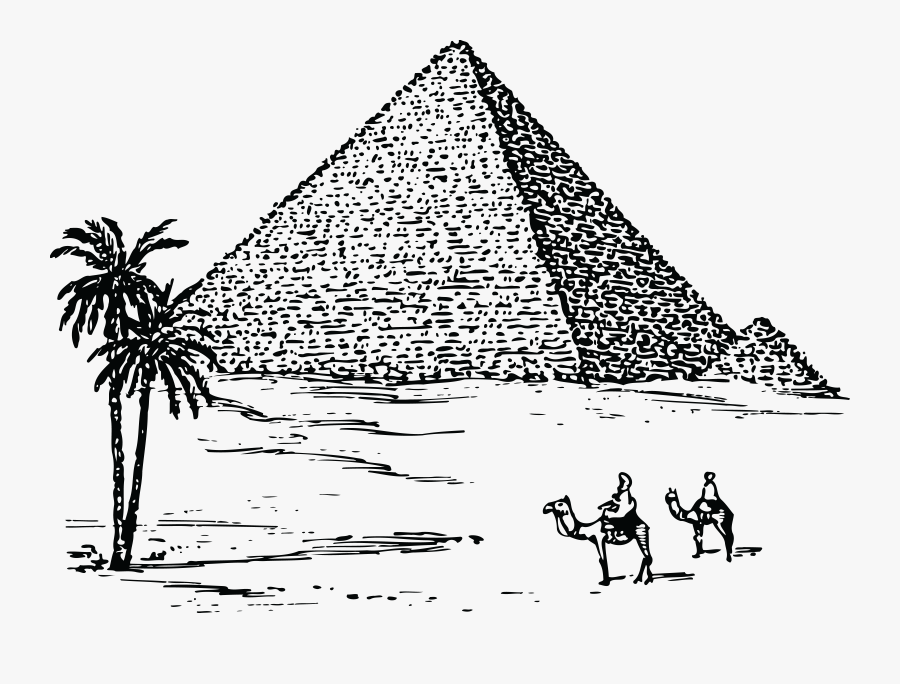 Pyramid With Camel Travelers Vector Clipart Image - Ancient Egypt Pyramids Drawing, Transparent Clipart