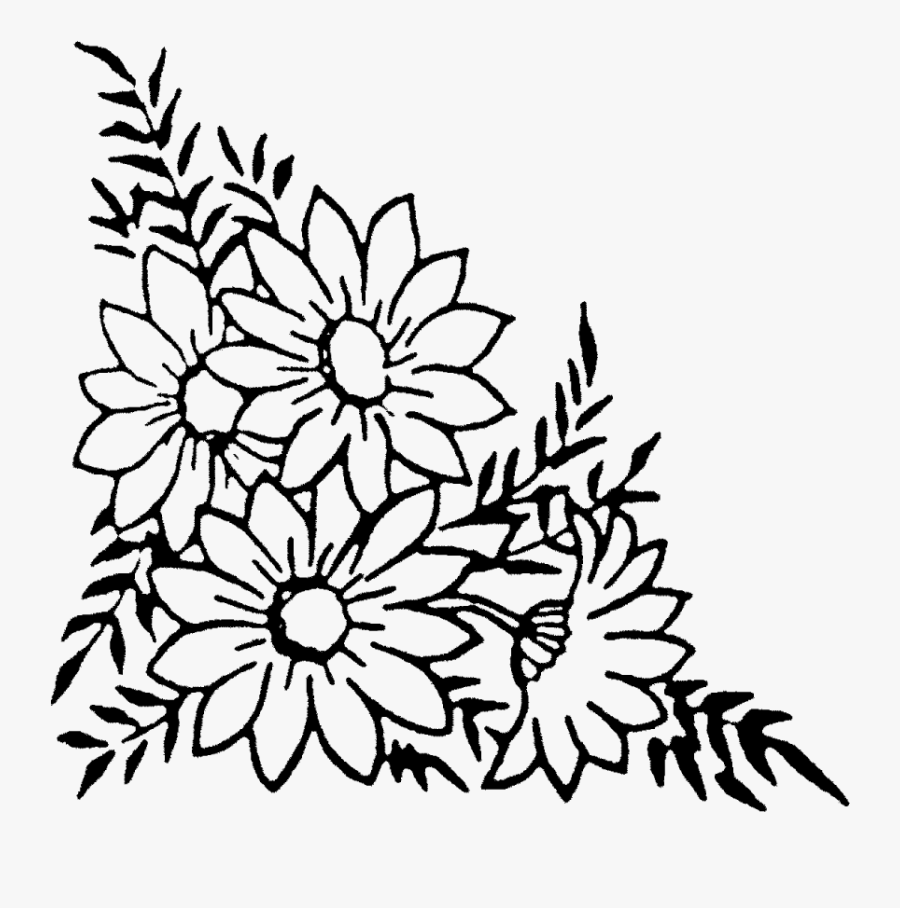 Transparent Yarn Clipart - Corner Flower Drawing Png, Transparent Clipart