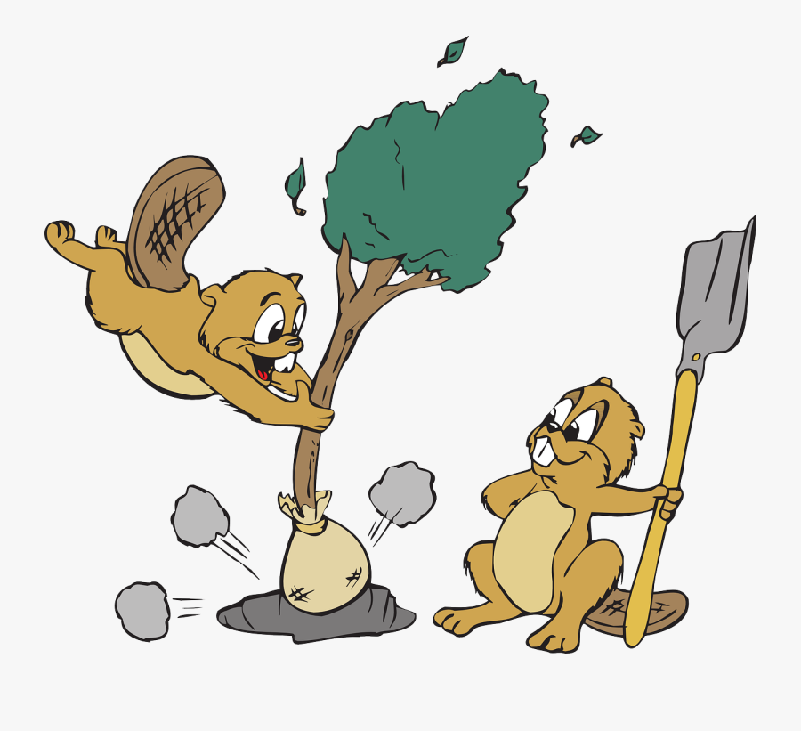 Animals, Tree, Shovel, Hole, Dirt, Planting, Dig - Cartoon Animals Planting Trees, Transparent Clipart