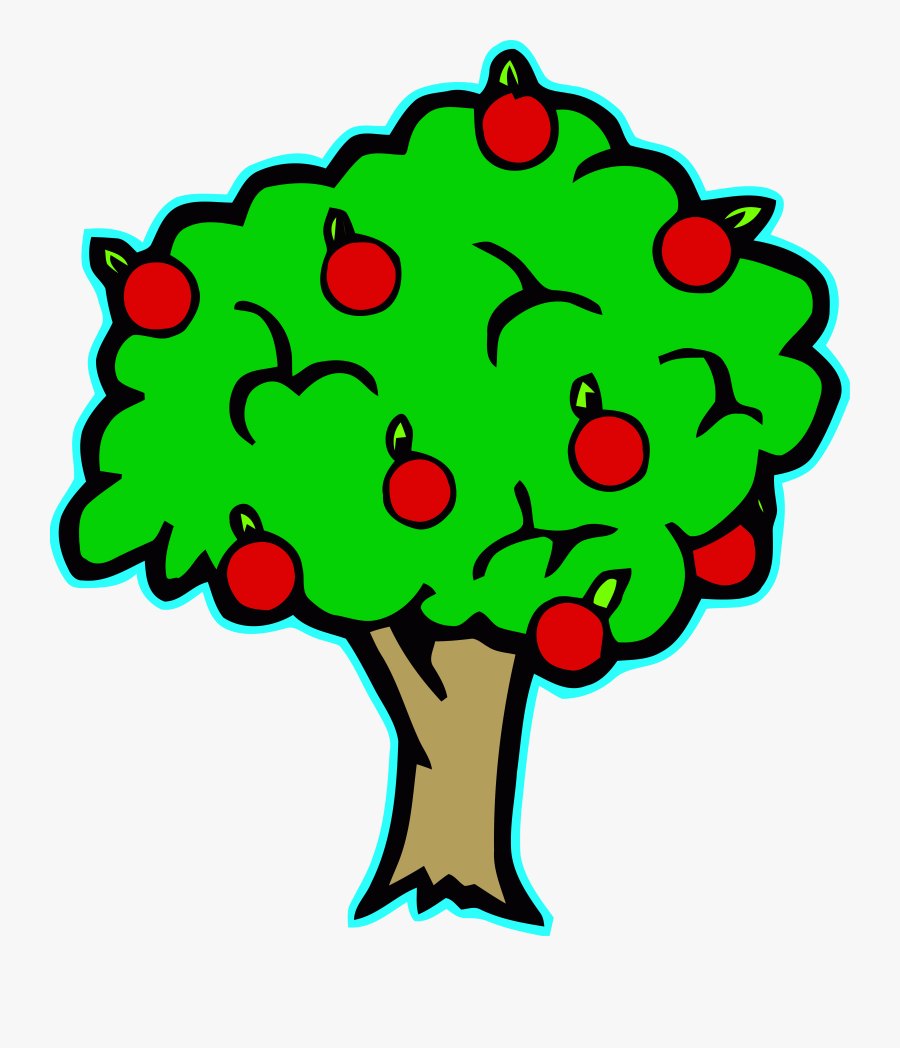 Green Apple Tree Clipart Apple Cartoon Cute Png - Apple Tree Clipart, Transparent Clipart