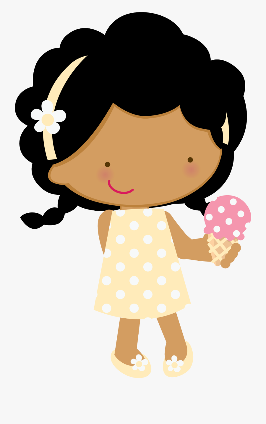 Transparent Doll Clipart - Girl Eating Ice Cream Clipart, Transparent Clipart