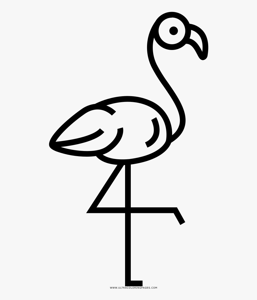 Pink Flamingo Coloring Page - Flamingo Black And White Png, Transparent Clipart