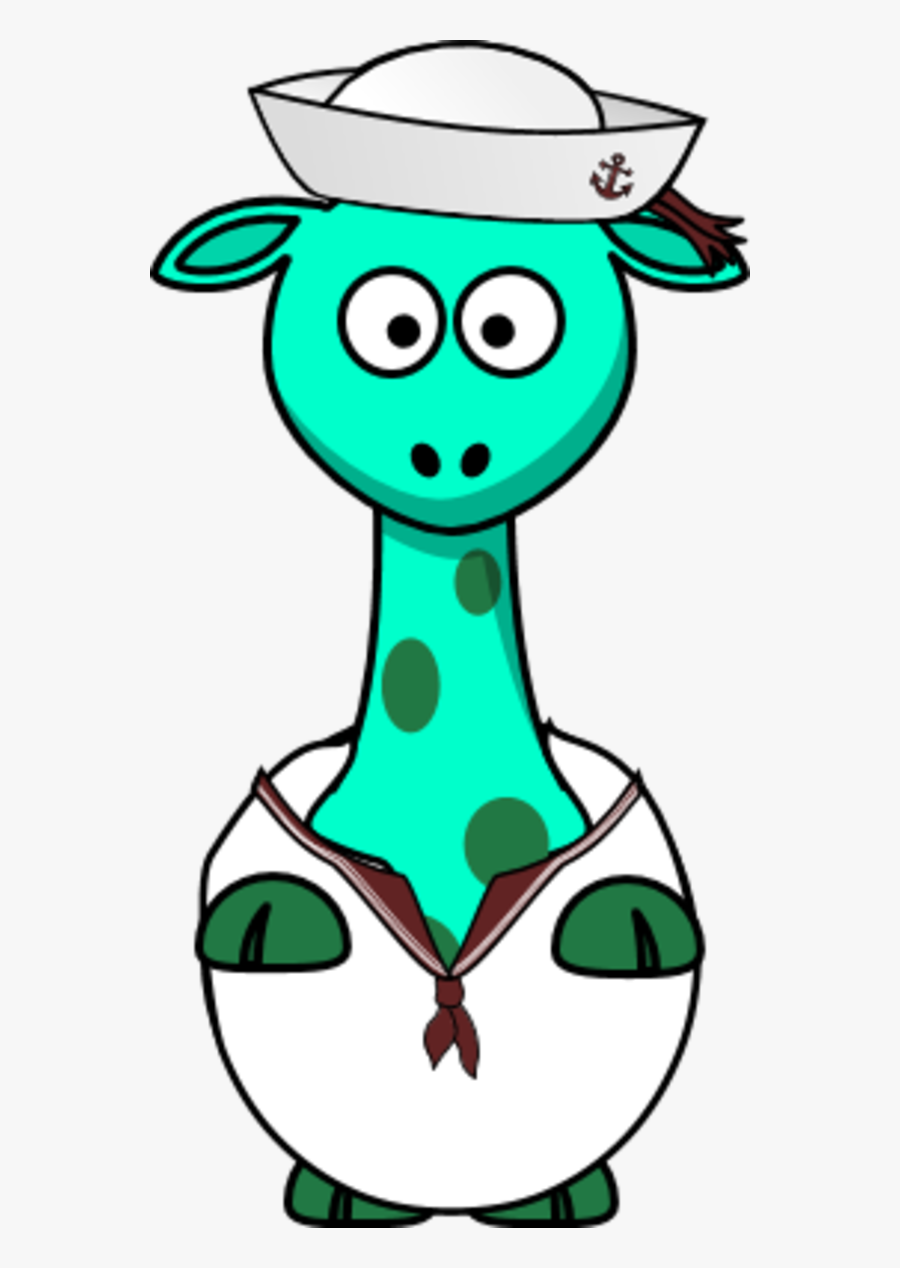 Navy Sailor Giraffe - Cartoon Giraffe, Transparent Clipart