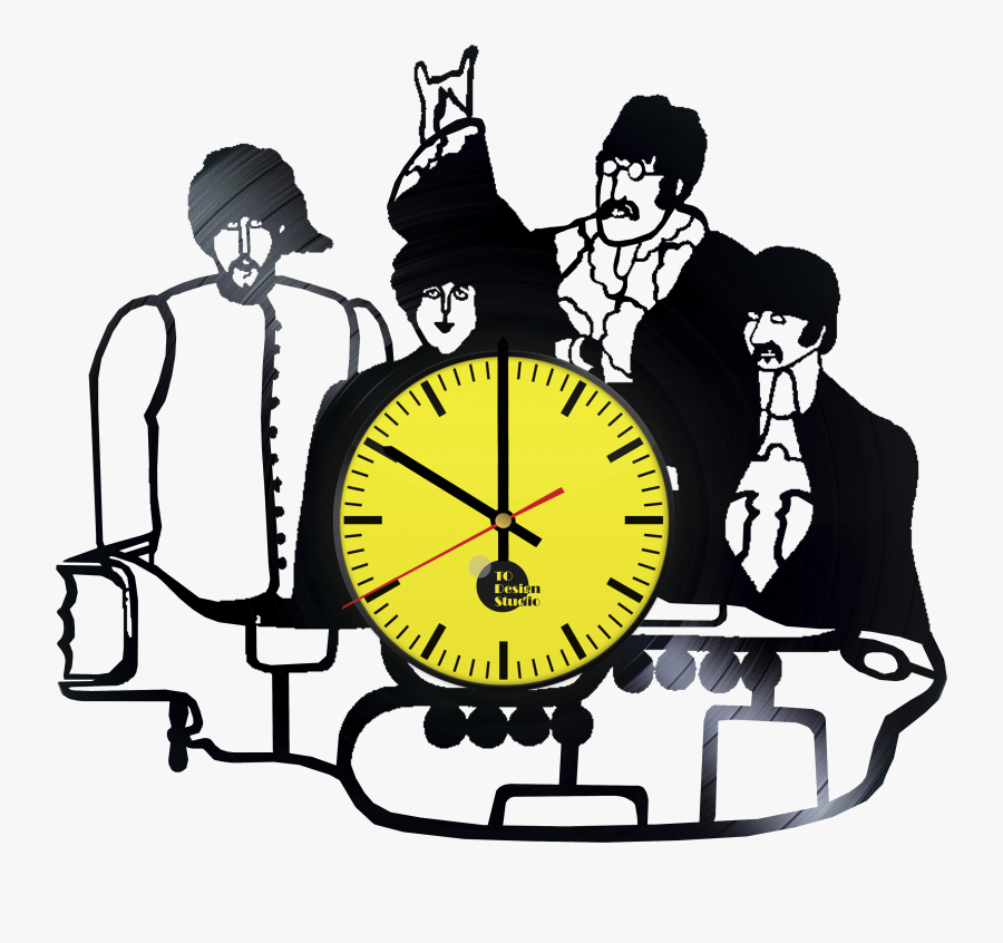 The Beatles Handmade Vinyl Record Wall Clock Fan Gift - Beatles Yellow Submarine, Transparent Clipart