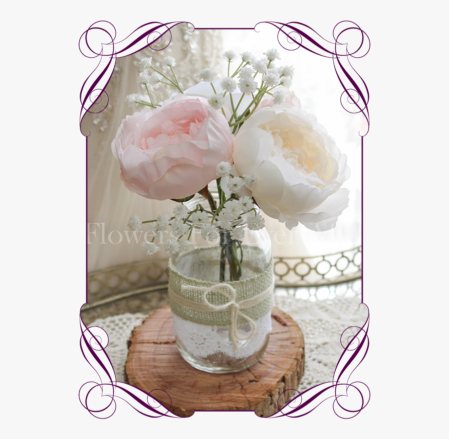 Clip Art Mason Jars With Babys Breath - Roses And Baby's Breath Wedding Bouquets, Transparent Clipart