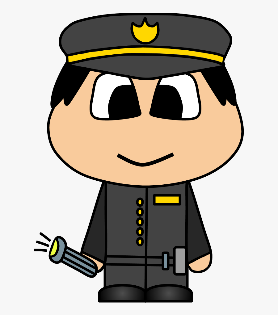 Policeman, Shield, Flashlight, Big Eyes, Cartoon Person - Cartoon Person With Stitches, Transparent Clipart