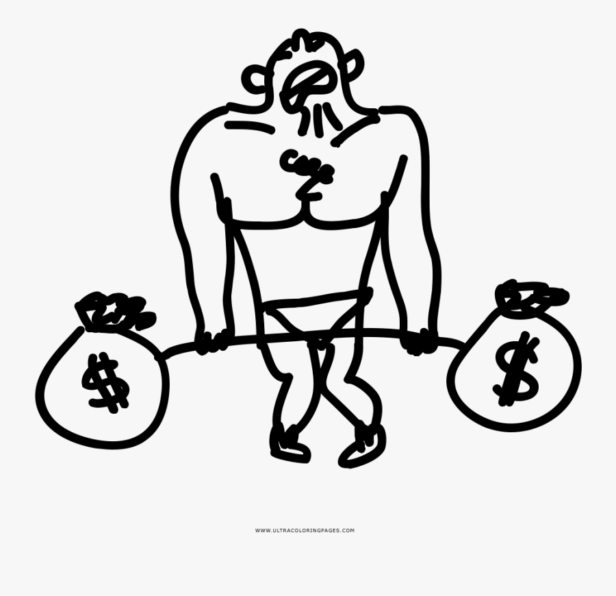Weight Lifting Coloring Page - Money Lifting Weights, Transparent Clipart