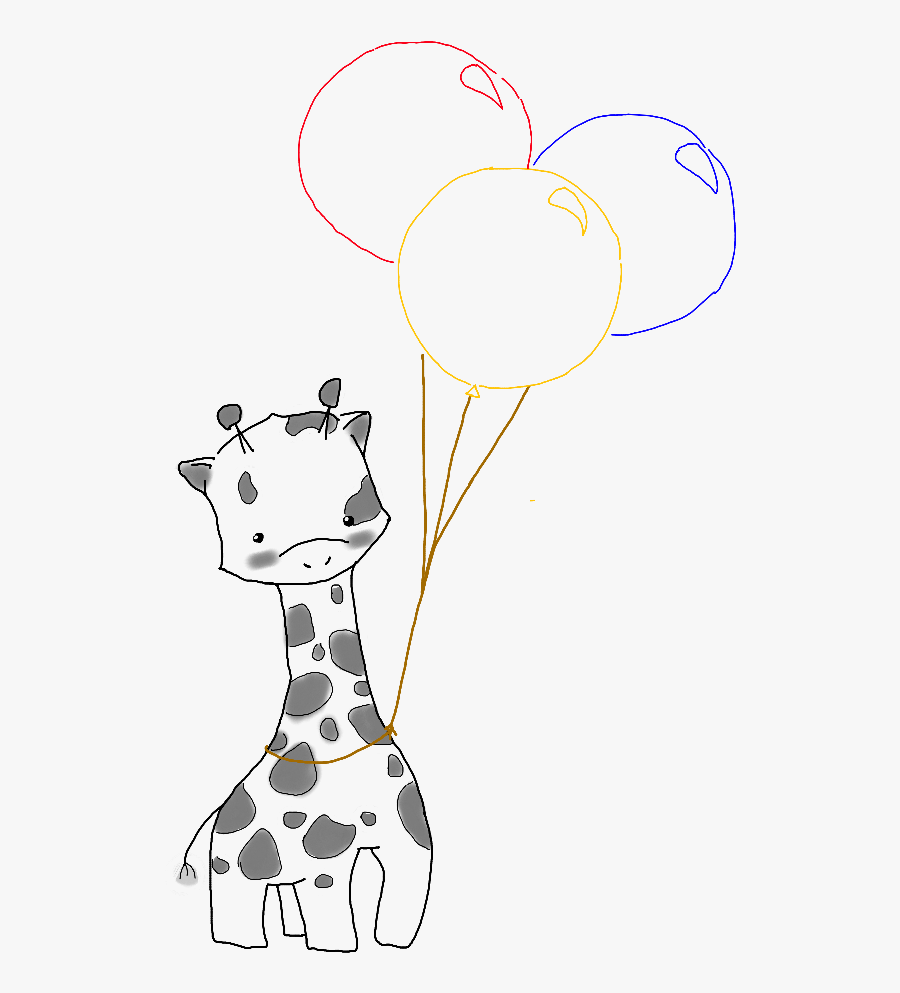 #giraffe #cute #balloons #balloon #drawing #drawnbyme - Cute Balloon Drawing, Transparent Clipart