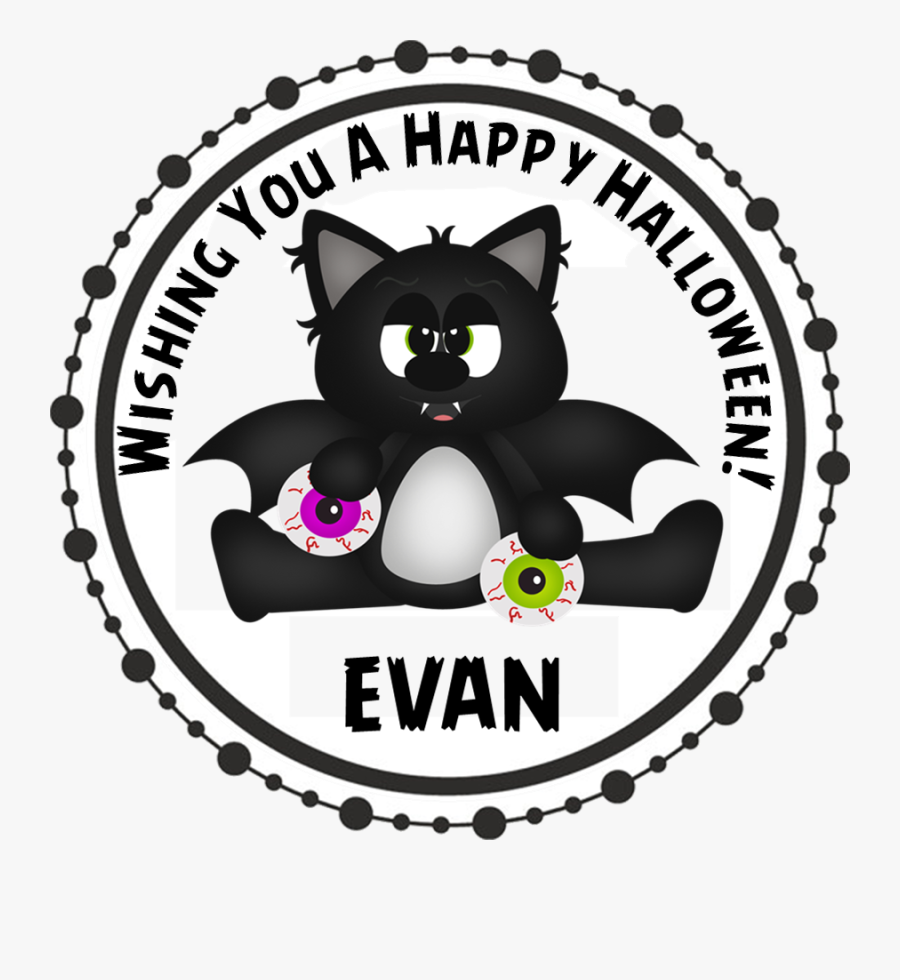 Black Bat Cat Halloween Stickers - Airplane Party Birthday Stickers, Transparent Clipart