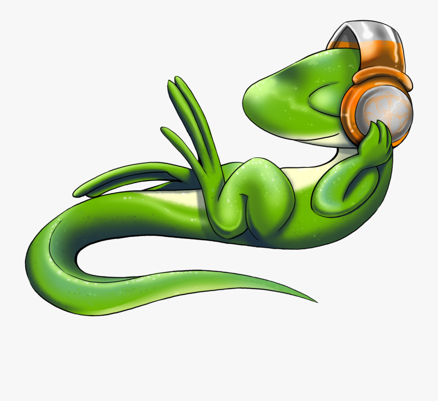 Lizard With Headphones, Transparent Clipart