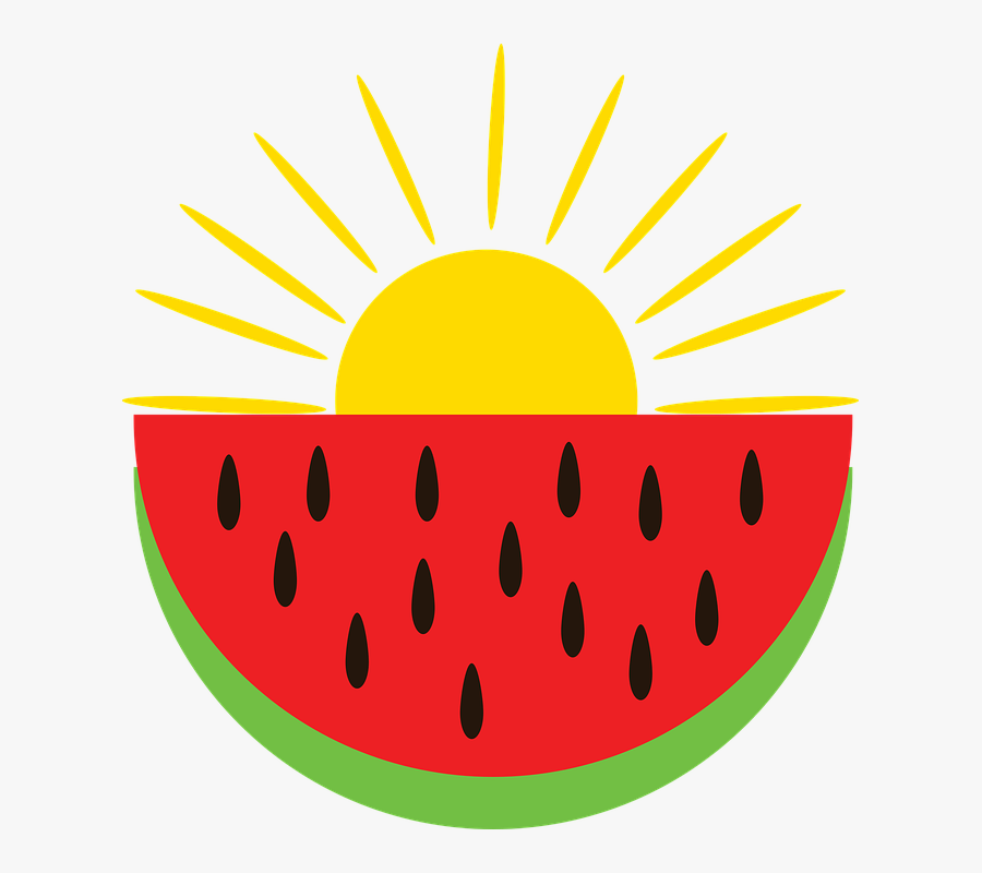 Red Watermelon, The Sun Is Shining, Summer Vacation - Gambar Semangka Belah Kartun, Transparent Clipart