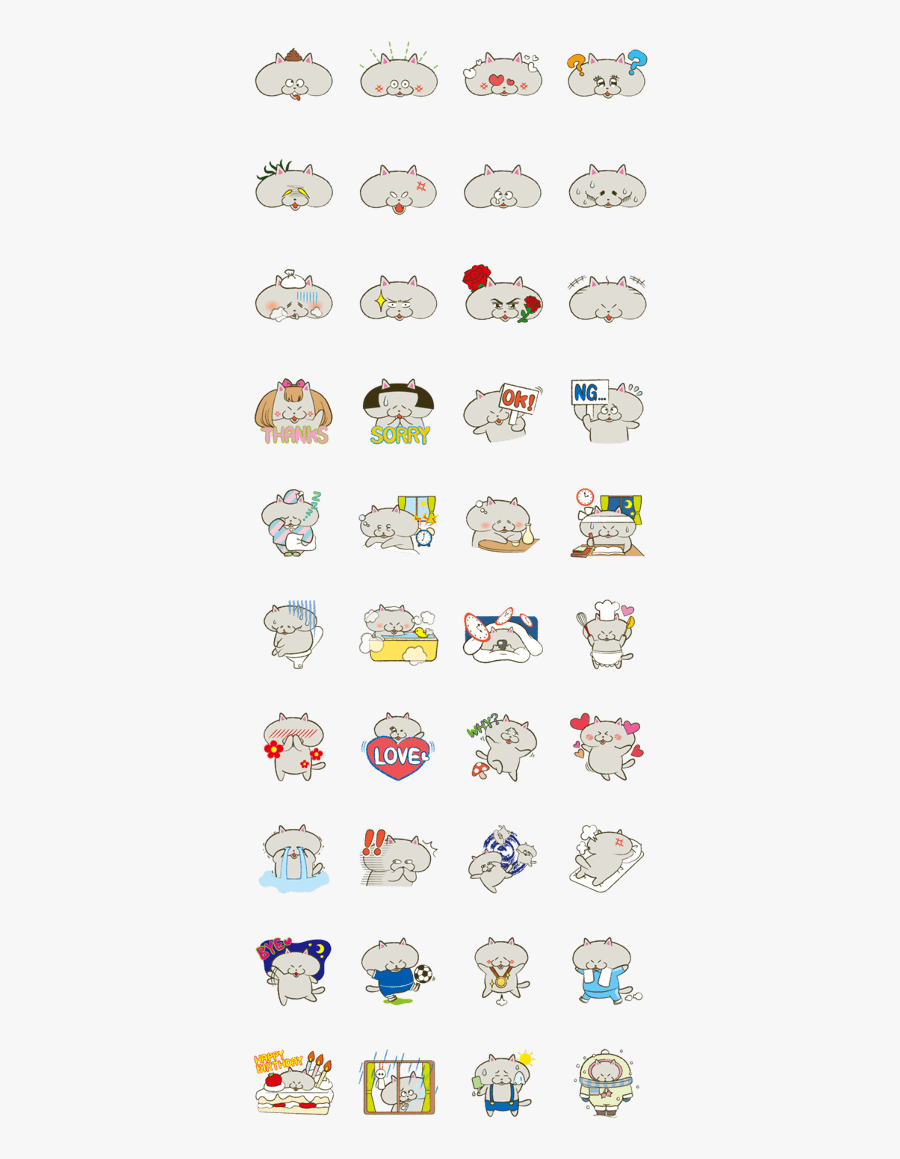 Cat Line Stickers, Transparent Clipart