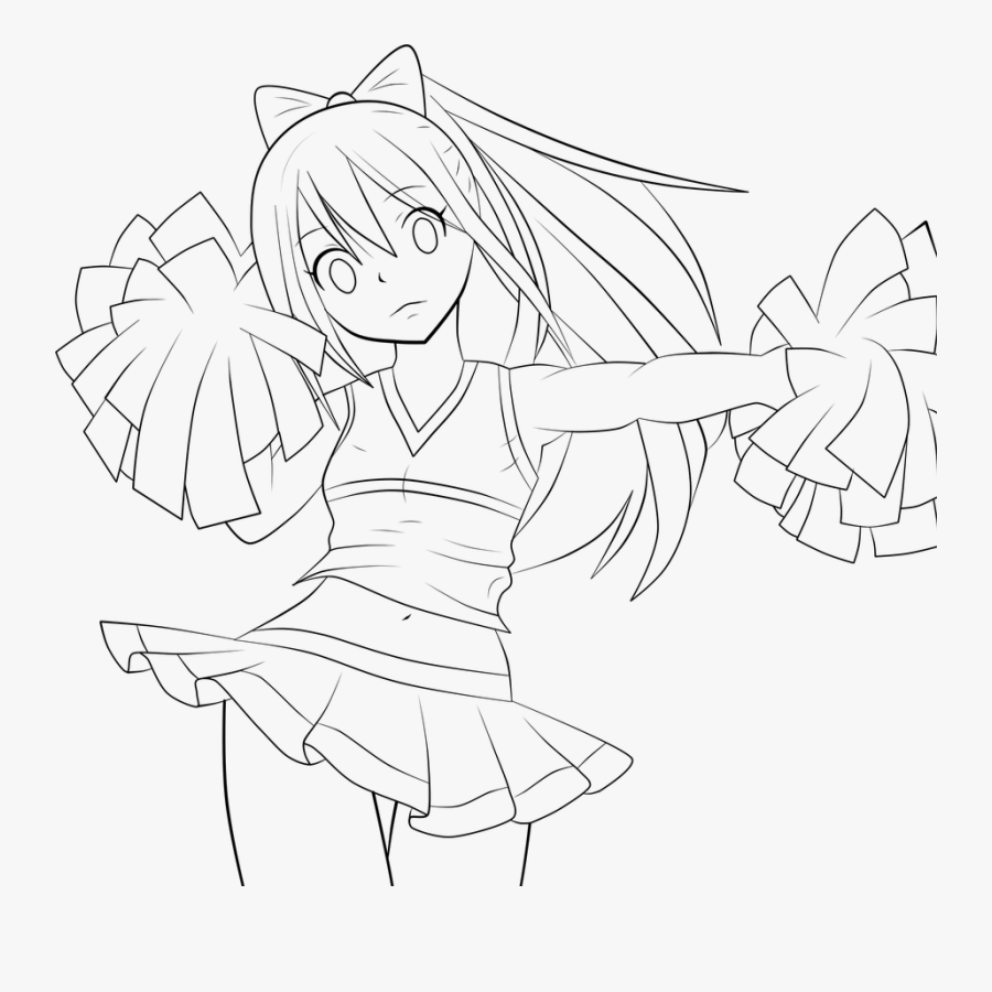 Pom Pom Lineart - Line Art Girl Anime Png, Transparent Clipart