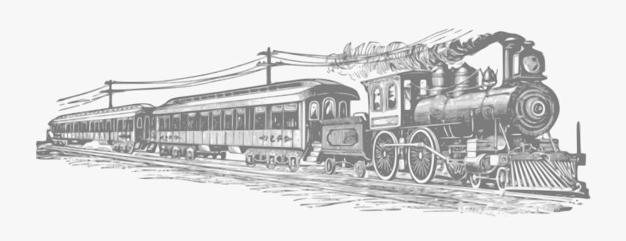 Train Rail Transport Steam Locomotive Clip Art - Steam Train Black And White Png, Transparent Clipart