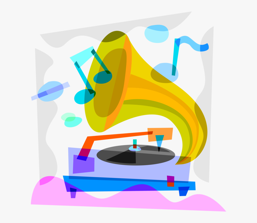 Vector Illustration Of Gramophone Phonograph Record - Graphic Design, Transparent Clipart