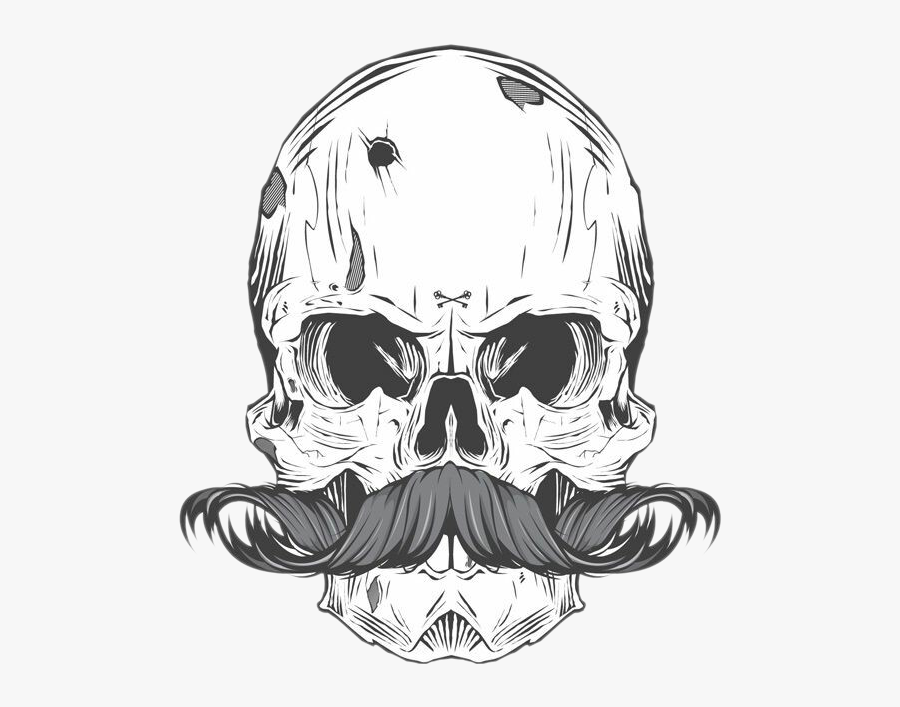 Tattoo Bearded Skull Calavera Finger Moustache Clipart - Calavera Con Barba Y Bigote, Transparent Clipart