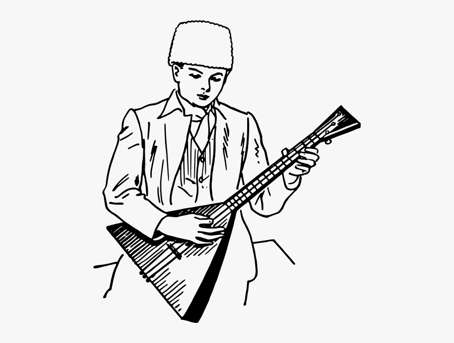 Boy Playing Balalaika Png Clip Arts - Boy Playing Instrument Drawing, Transparent Clipart