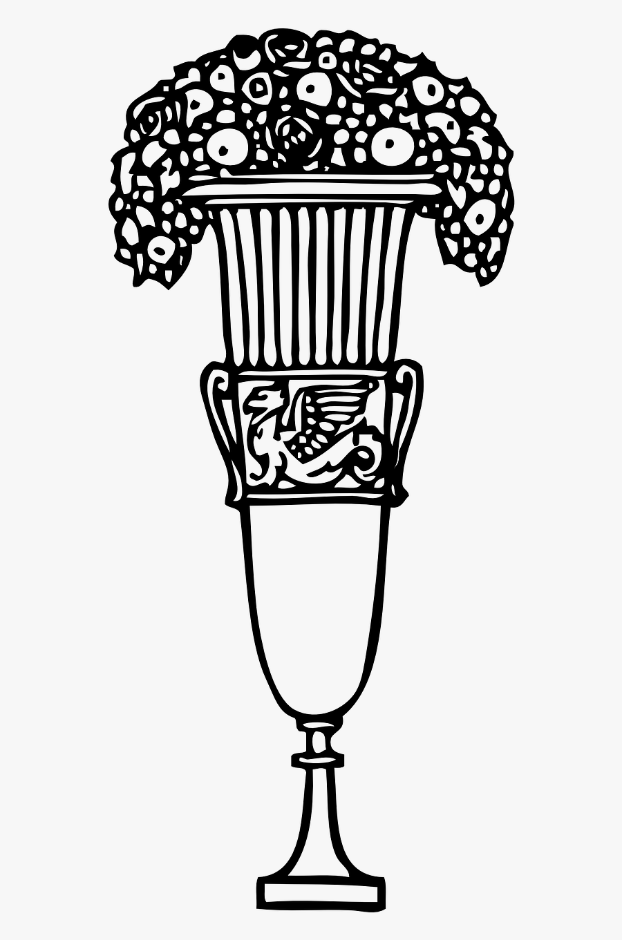 Flower Vase Decorative Decoration Free Picture - Lukisan Vas Bunga Hitam Putih, Transparent Clipart