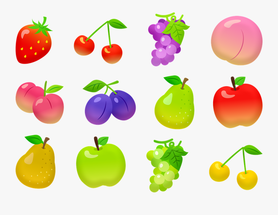 Fruit, Apples, Pears, Grapes, Cherries, Plums - Fruit, Transparent Clipart