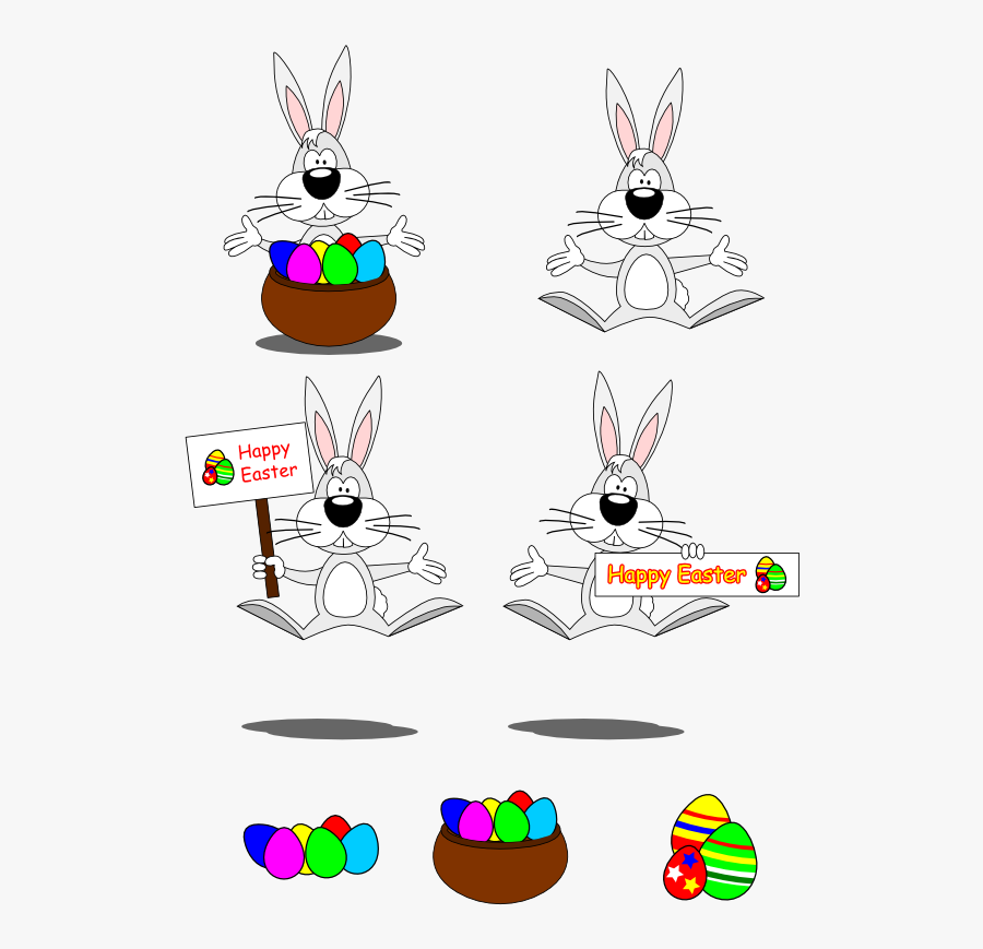 Free Vector Cartoon Style Easter Bunny - Conejito De Pascua, Transparent Clipart