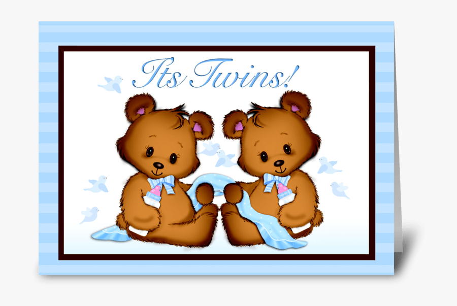 It"s Twins Baby Boys Greeting Card - It's A Twin Baby Boys, Transparent Clipart