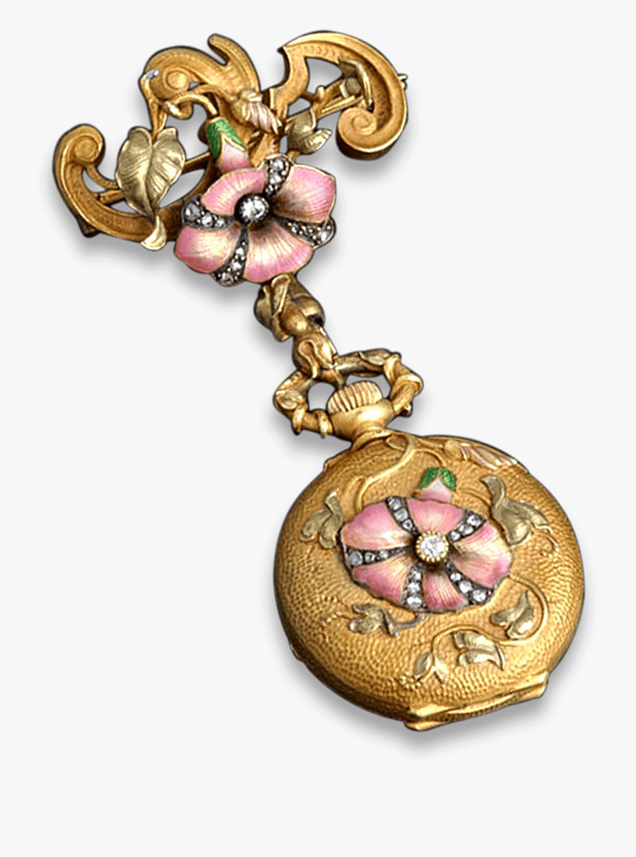 French Art Nouveau Watch Pendant - Art Nouveau Jewelry, Transparent Clipart