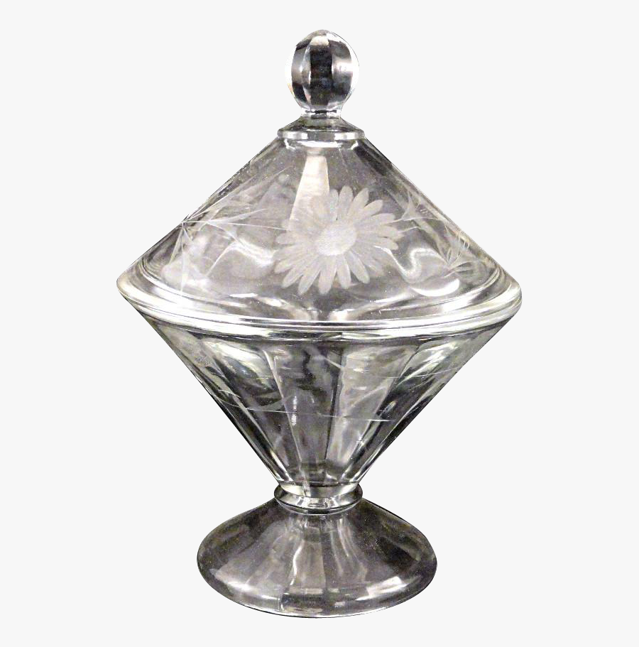 Vintage 1920"s Art Deco Aster Etch Depression Glass - Crystal, Transparent Clipart