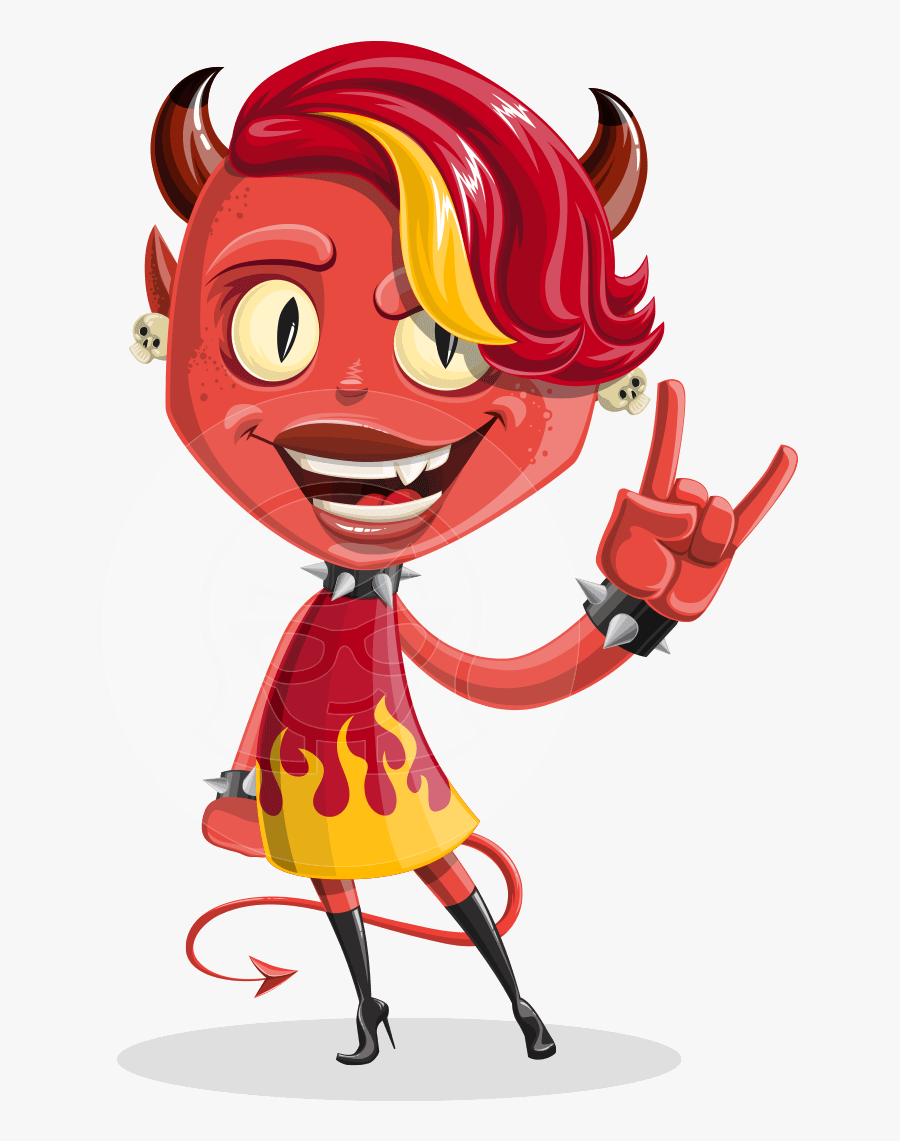 Female Demon Vector Cartoon Character Aka Darla The - Girl Devil Png, Transparent Clipart