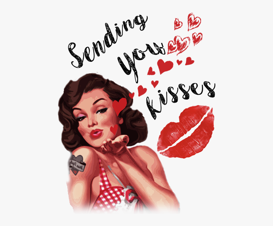 Pin Up Girl Sending Kisses, Transparent Clipart