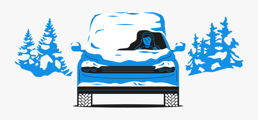 Dangerous Driving With Snow-covered Windshield, Transparent Clipart