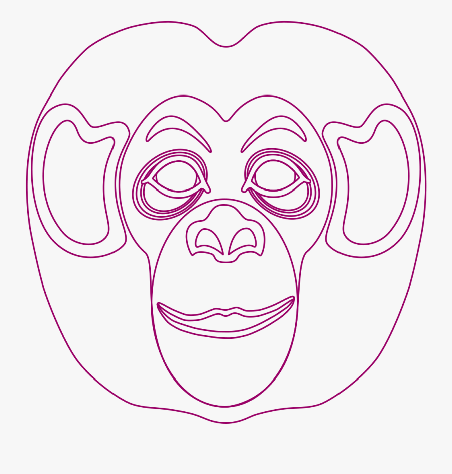 Monkey Face Mask To Colour Png, Transparent Clipart