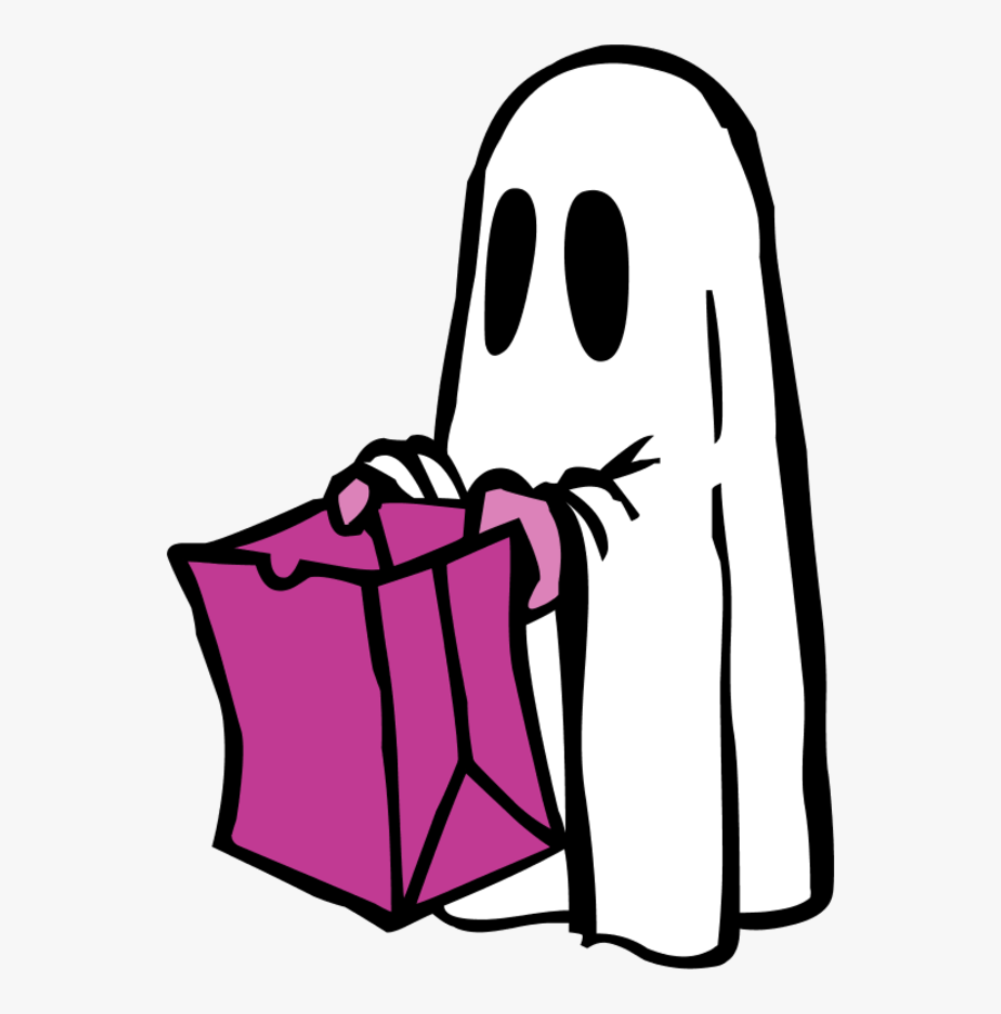 Ghost With Bag Colour - Trick Or Treating Clipart, Transparent Clipart