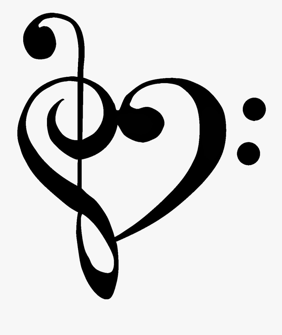 Transparent Music Note Border Png - Treble Clef Bass Clef Heart, Transparent Clipart