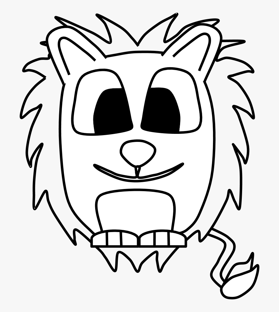 Lion, Big Eyes, Black And White, Cartoon Animal - Cartoon, Transparent Clipart